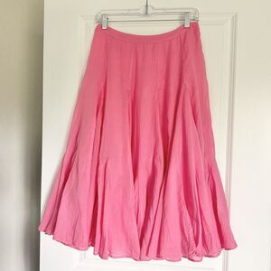 Maeve Anthropologie Pink Cotton Midi Skirt Flowy Lined Size 6 Boho Summer